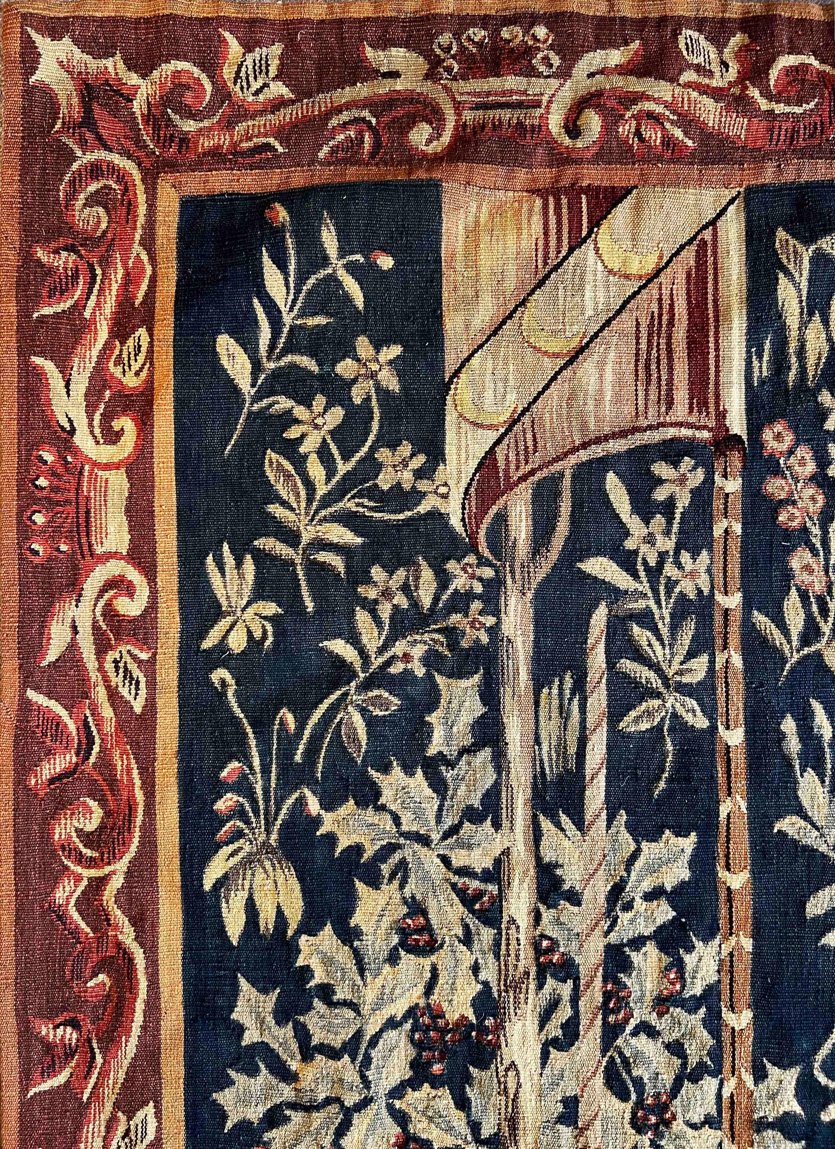 1107 - Aubusson Tapestry 19th Century Lady with the Unicorn For Sale 8