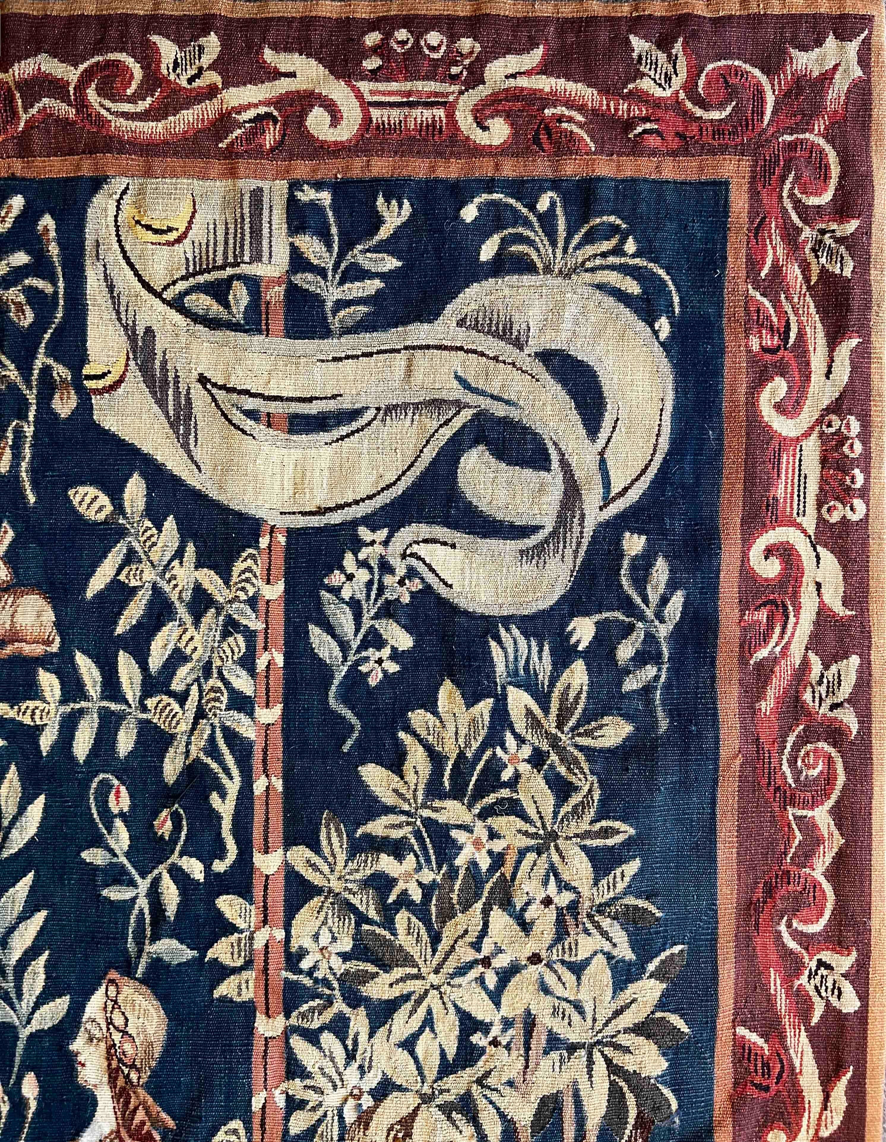 1107 - Aubusson Tapestry 19th Century Lady with the Unicorn For Sale 9