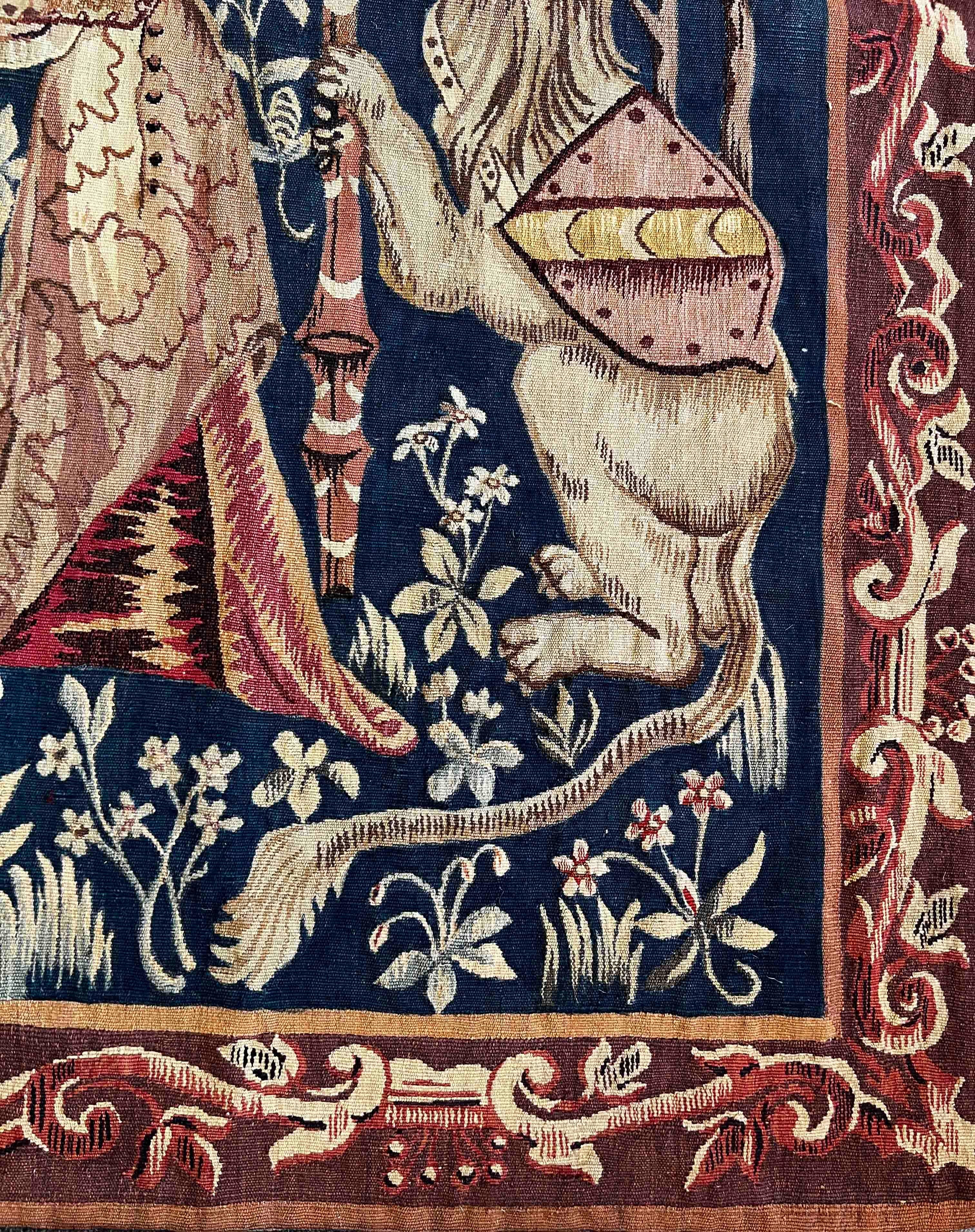 1107 - Aubusson Tapestry 19th Century Lady with the Unicorn For Sale 13