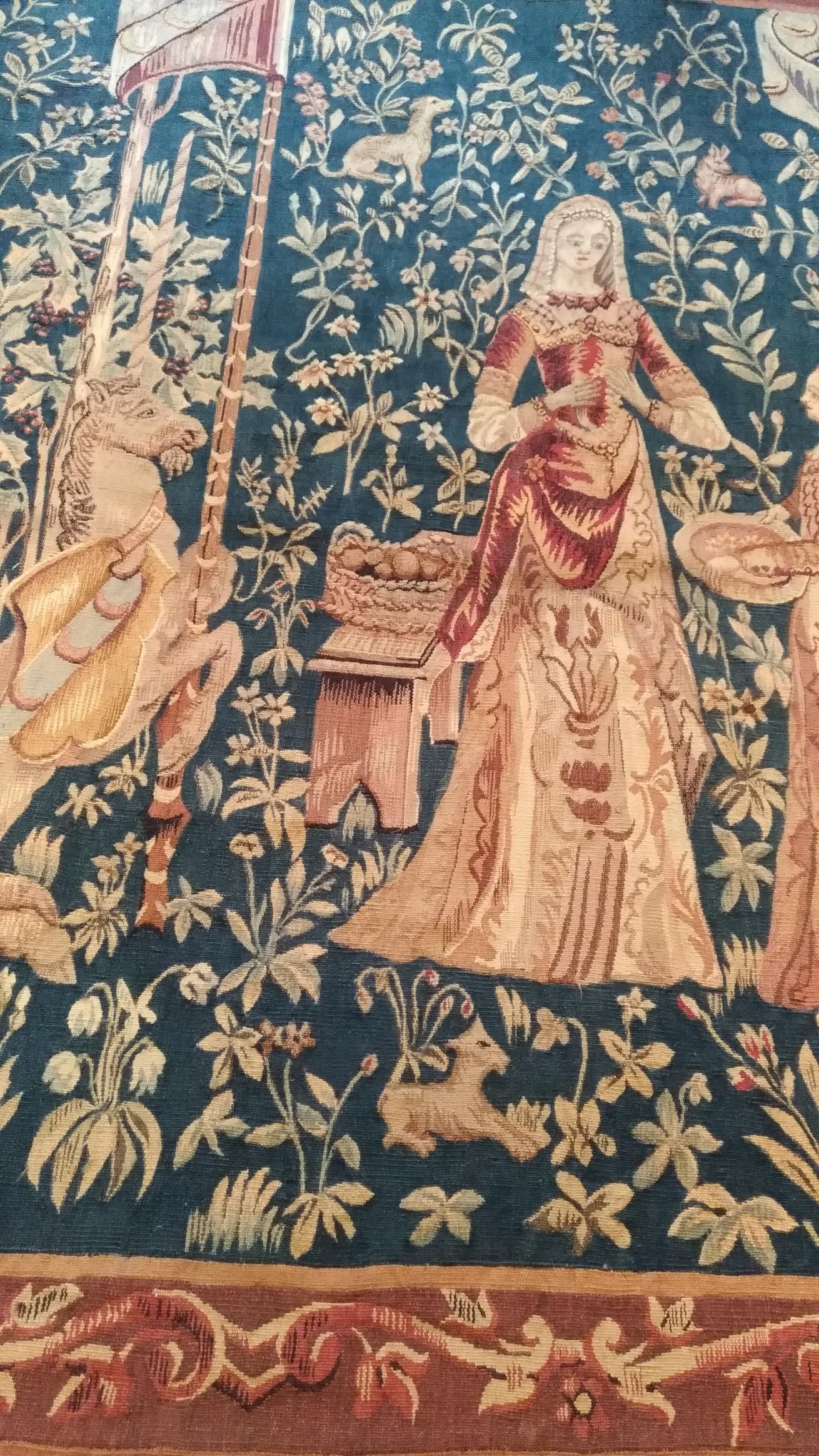  1107 - Aubusson Tapestry 19th Century Lady with the Unicorn  For Sale 1