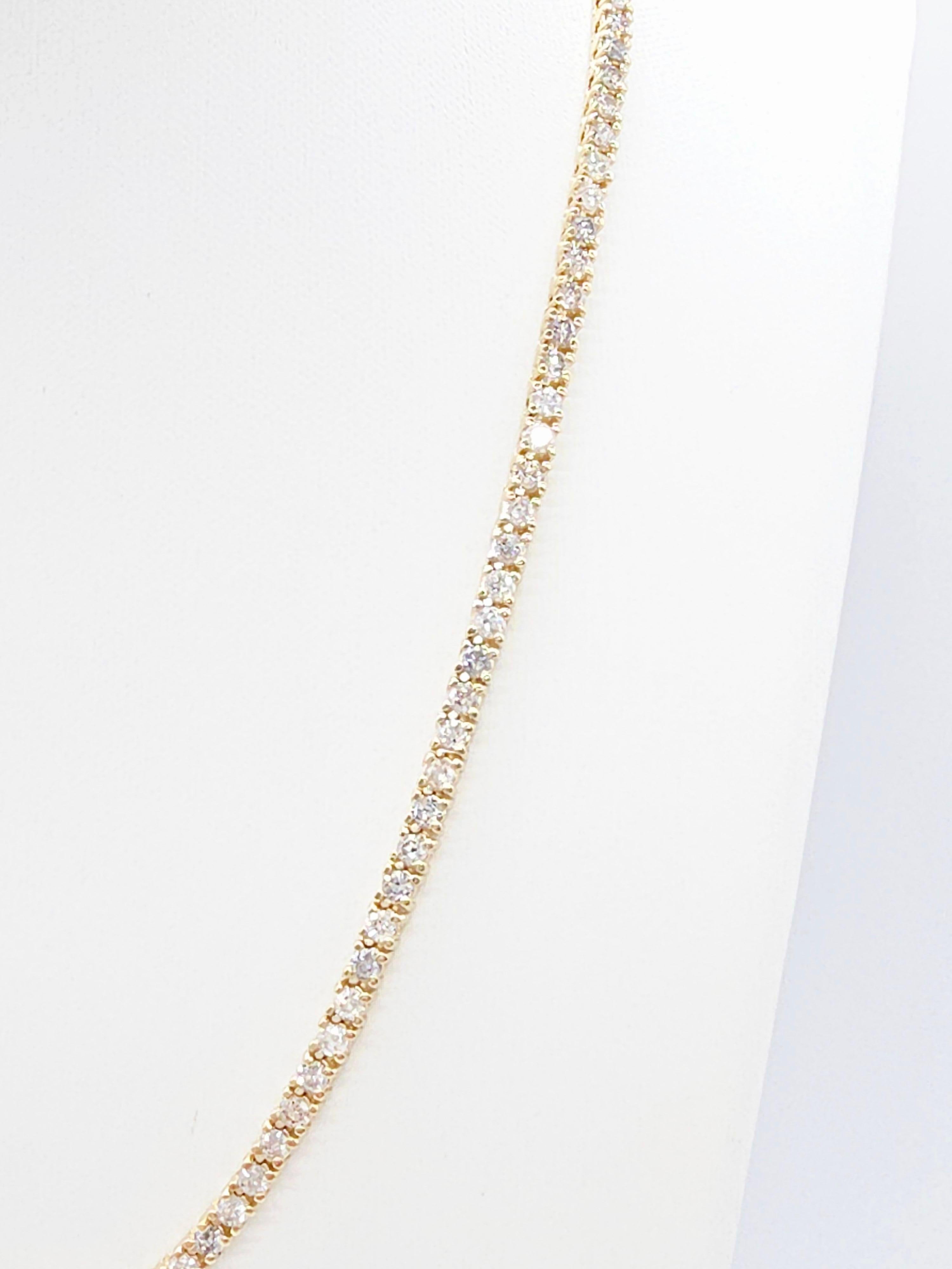 Collar de tenis con diamantes naturales de 11,07 quilates en oro amarillo de 14 quilates de 18 pulgadas Corte brillante en venta