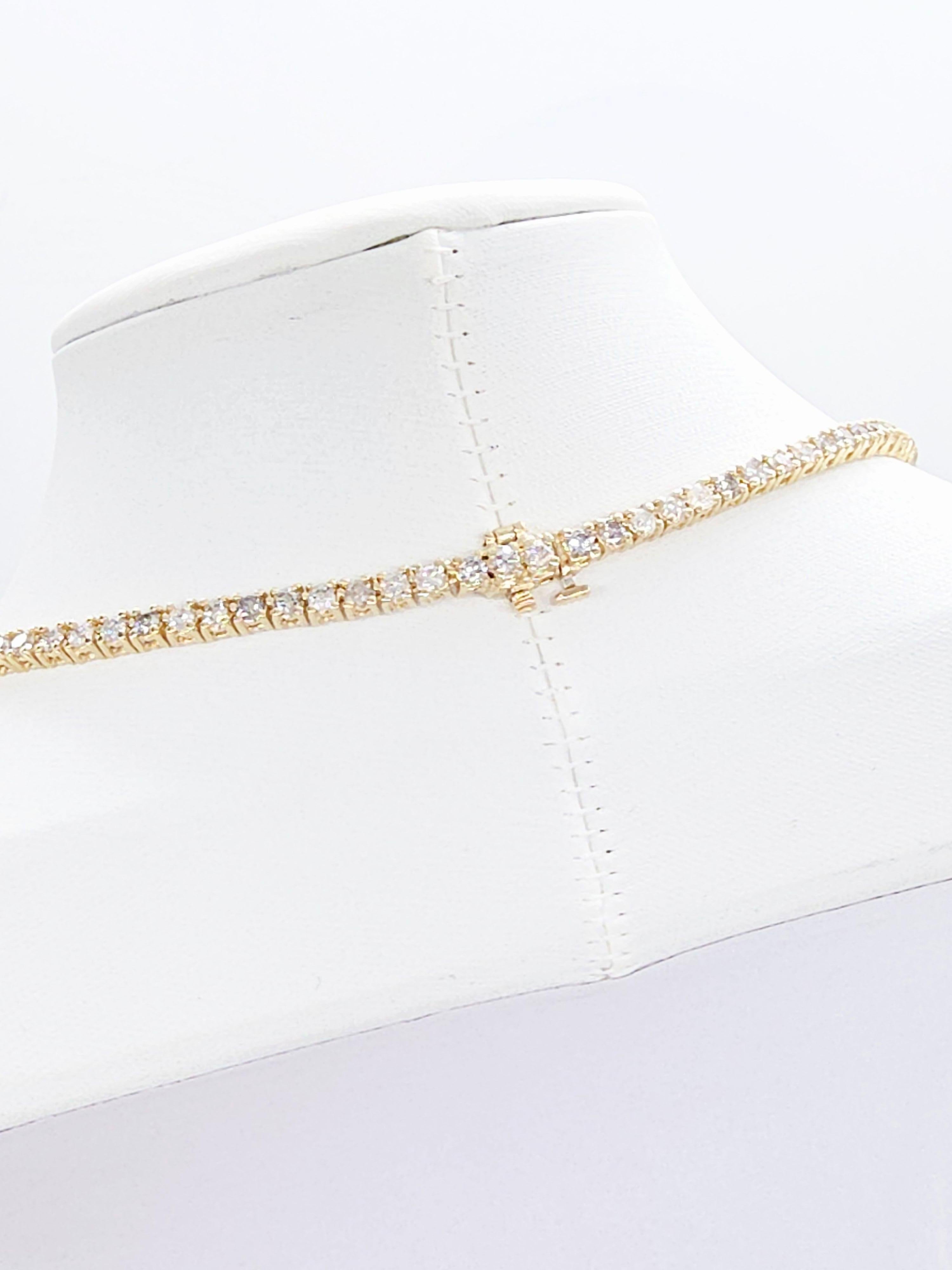 Femenino o masculino Collar de tenis con diamantes naturales de 11,07 quilates en oro amarillo de 14 quilates de 18 pulgadas en venta