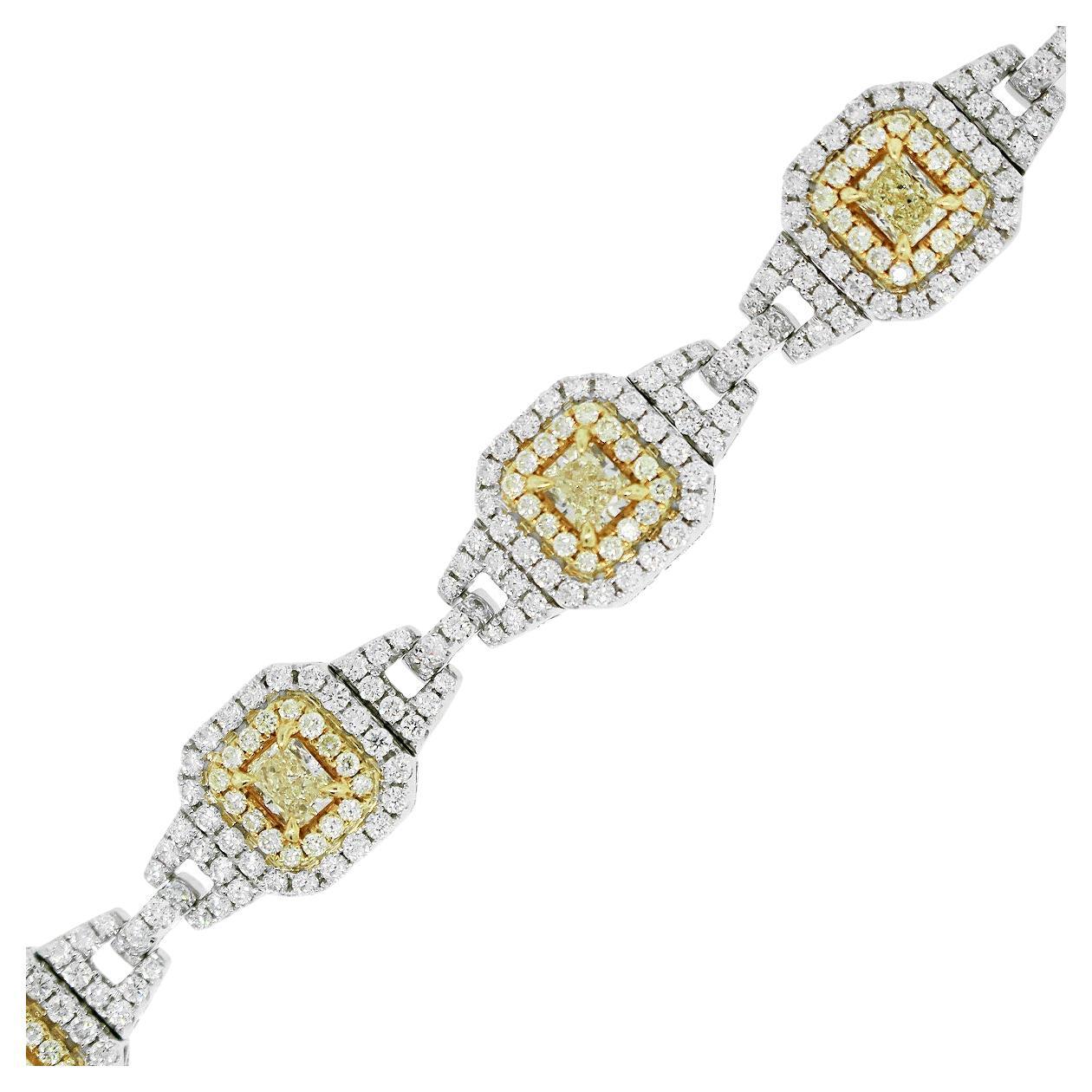 11.08 Carat Diamond 7 Station Bracelet 18 Karat in Stock For Sale