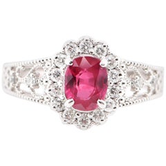 1.108 Carat Natural Untreated 
No Heat
 Ruby and Diamond Ring Set in Platinum