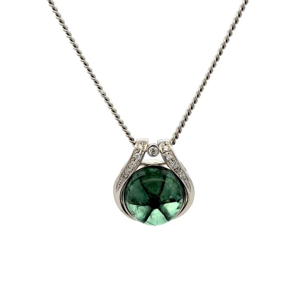 Taglio misto 11.08 Carat Rare Trapiche Columbian Emerald and Diamond Platinum Necklace in vendita