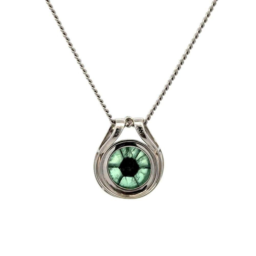 11.08 Carat Rare Trapiche Columbian Emerald and Diamond Platinum Necklace In condizioni ottime in vendita a Montreal, QC