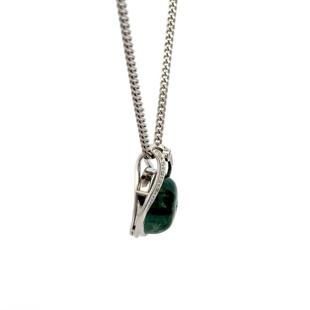 da uomo o donna 11.08 Carat Rare Trapiche Columbian Emerald and Diamond Platinum Necklace in vendita