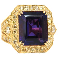 11.09 Carat Natural Amethyst Yellow Diamond Ring 14 Karat