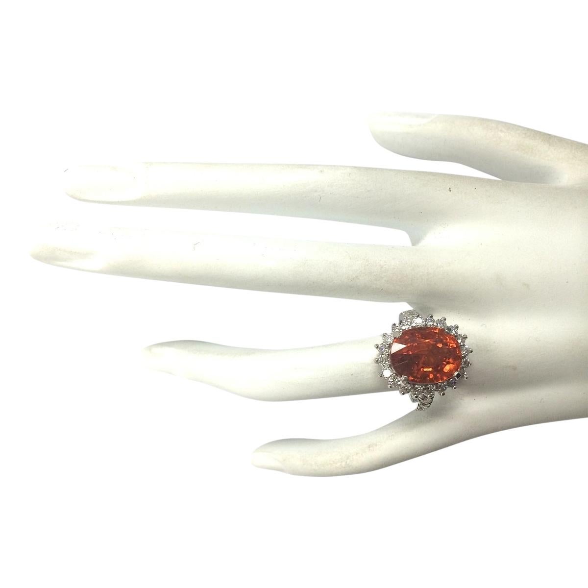 18ct White Gold 2.69ct Mandarin Garnet and Diamond Ring