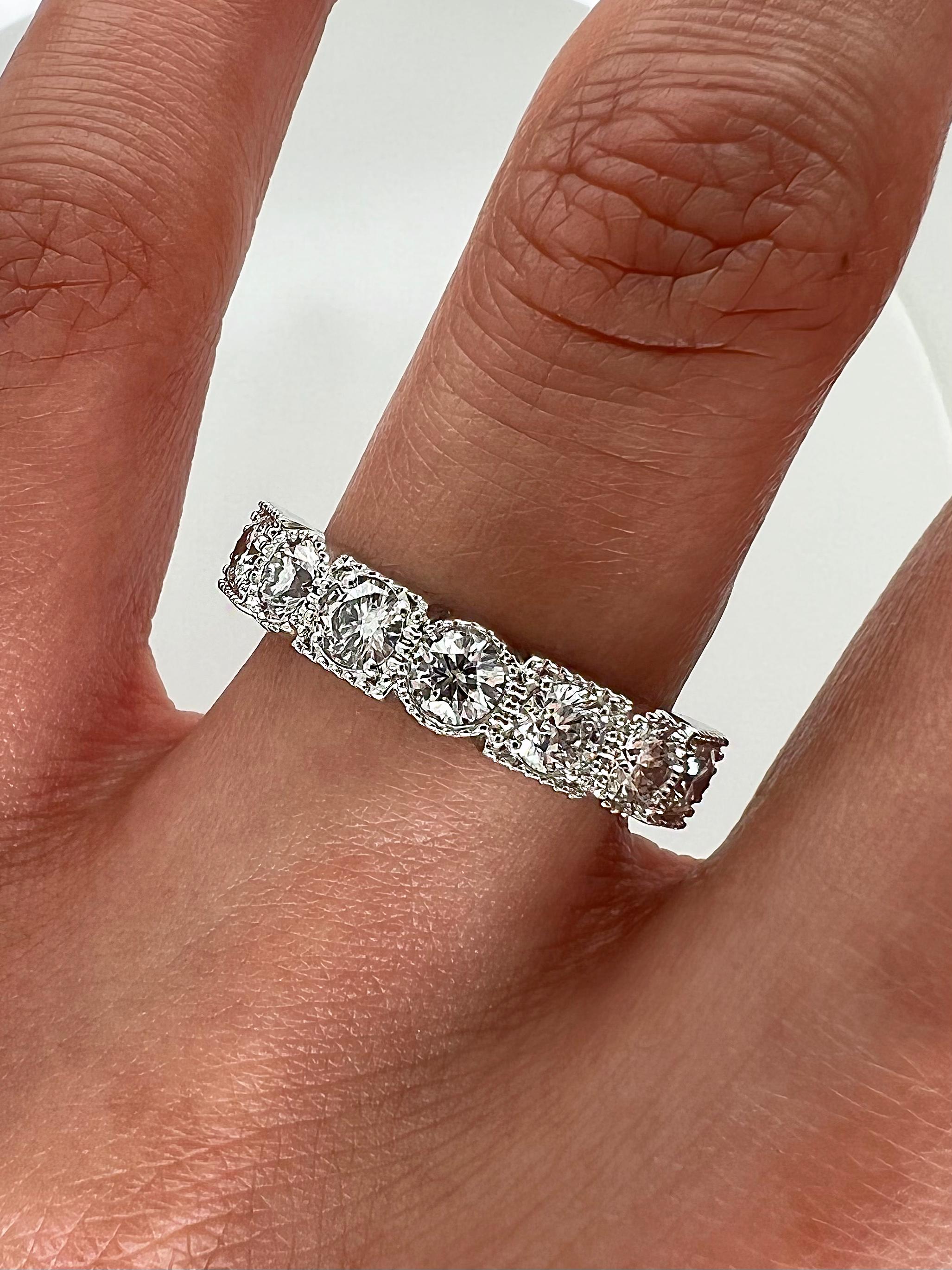 1.10 Carat Ladies Bid-Set Diamond Eternity Band In New Condition For Sale In New York, NY