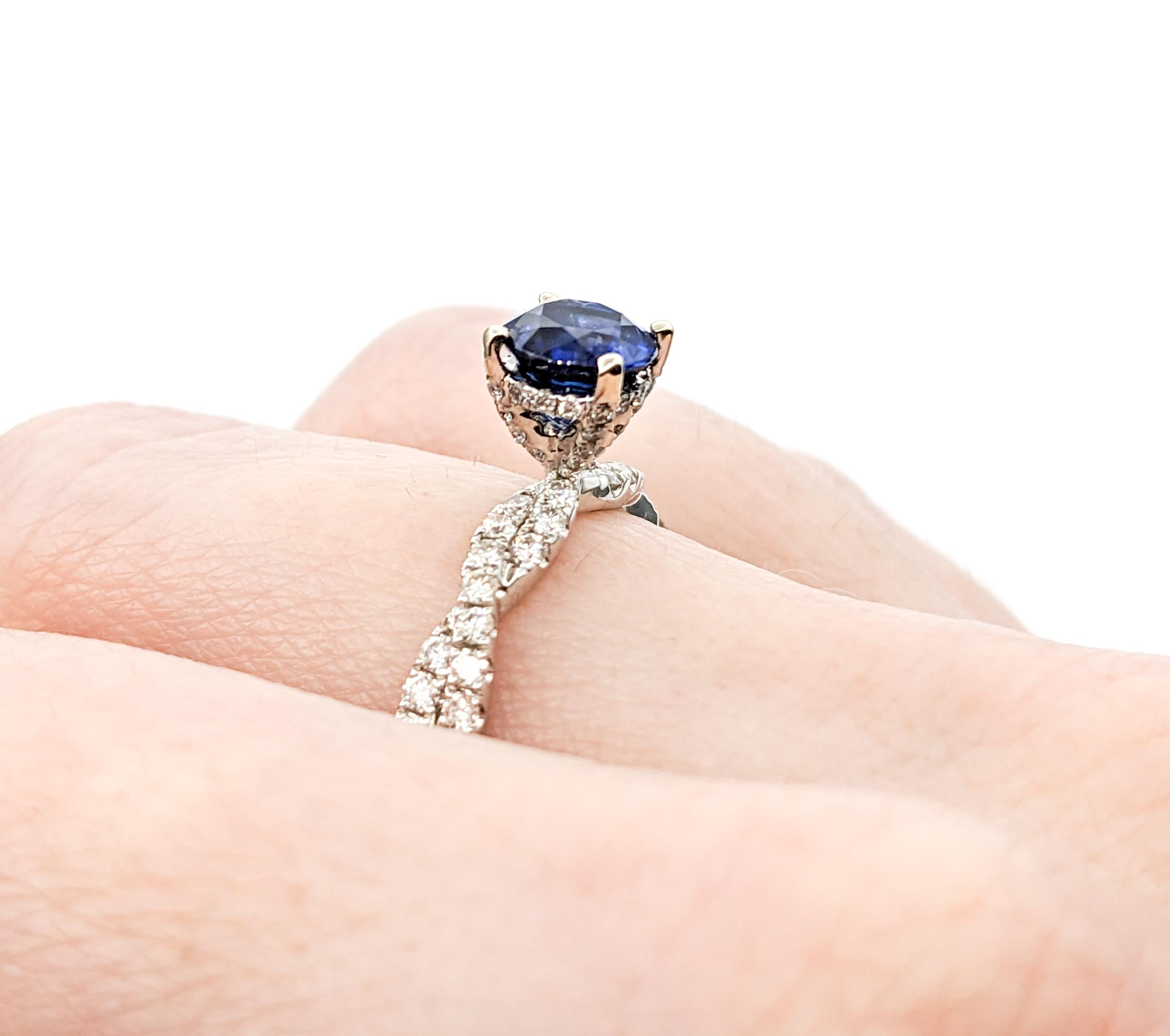 1.10ct Blue Sapphire & Diamond Ring In White Gold In Excellent Condition For Sale In Bloomington, MN