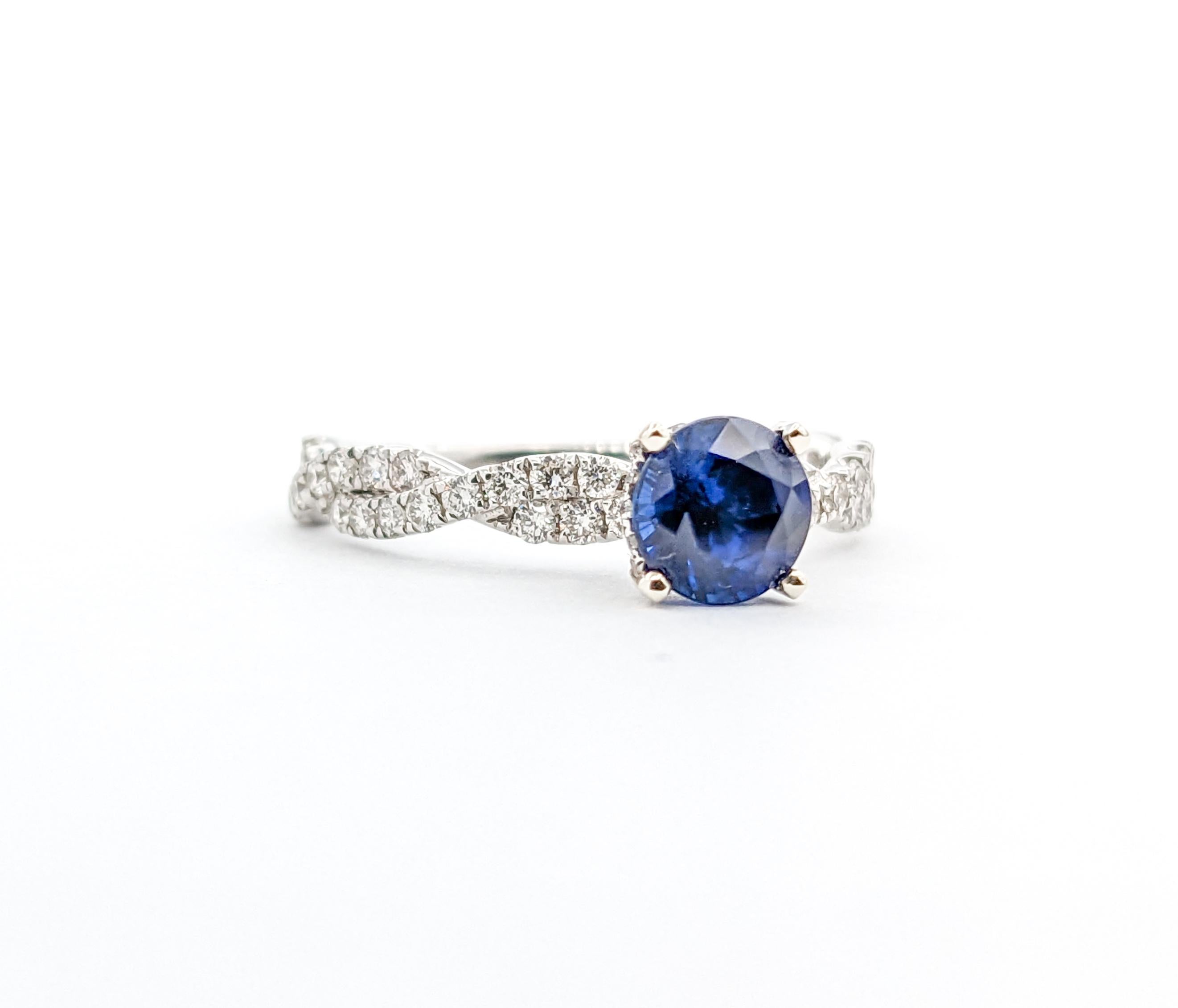 Women's 1.10ct Blue Sapphire & Diamond Ring In White Gold For Sale