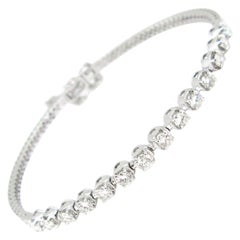 1.10 Carat Brilliant Cut Diamonds Line Semi Rigid Bracelet Bangle
