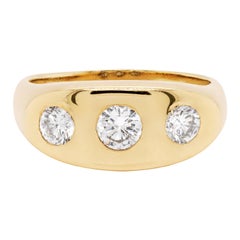 Vintage 1.10ct Diamond Gents 18 Carat Yellow Gold Three-Stone 'Gypsy' Ring