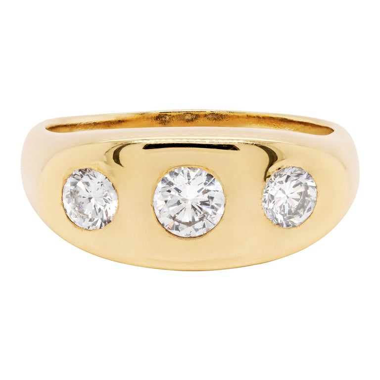1.10ct Diamond Gents 18 Carat Yellow Gold Three-Stone 'Gypsy' Ring at ...