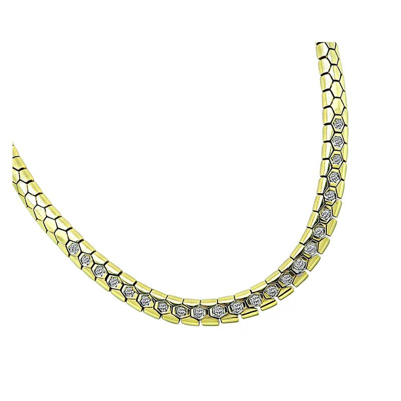 Round Cut 1.10 Carat Diamond Gold Chain Necklace For Sale