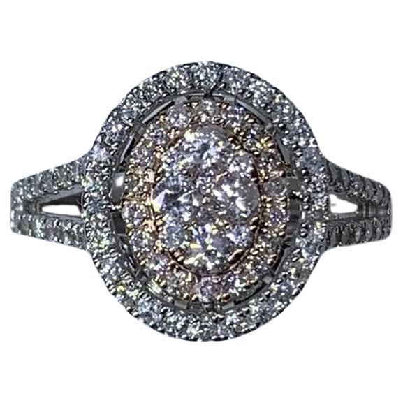 1,10ct Diamant Halo Solitär Verlobungsring in 18ct Weißgold