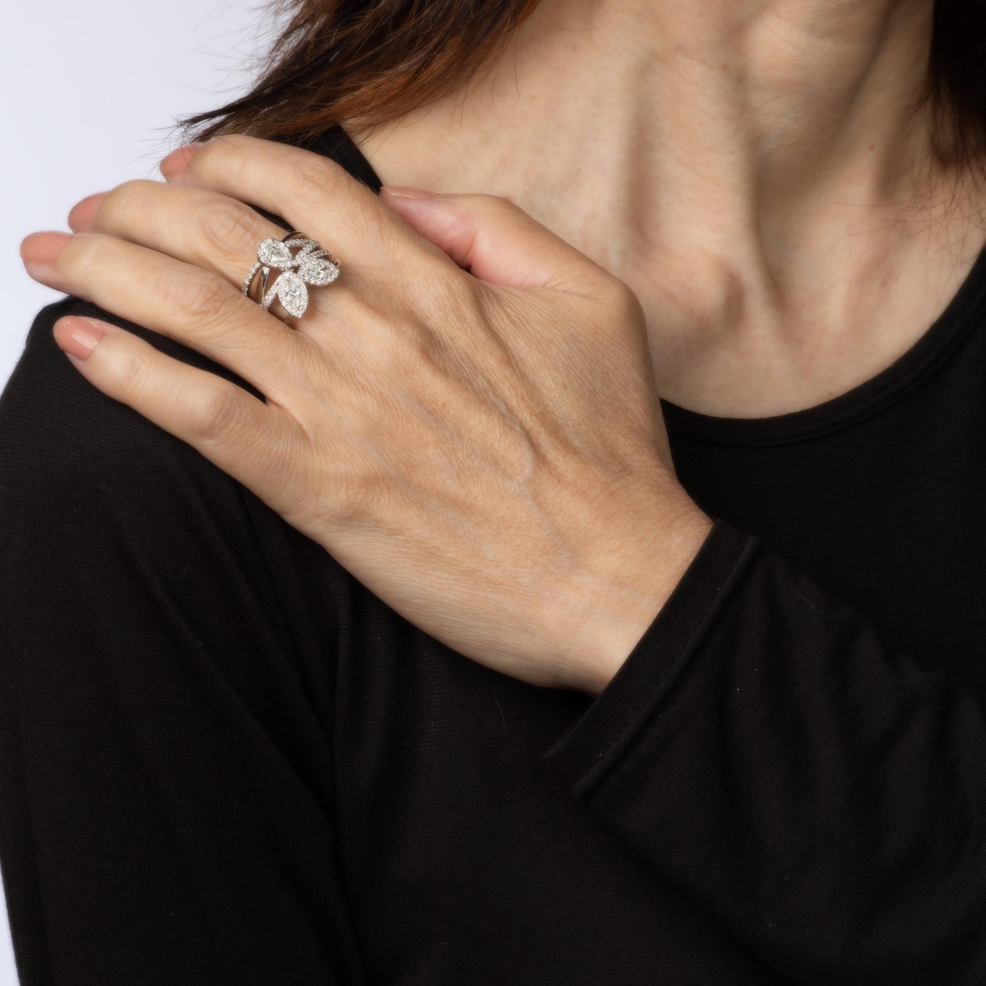 De las mujeres 1.10ct Anillo Diamante Tallas Mixtas Sz 7 Banda Ancha Contemporary Estate Jewelry en venta