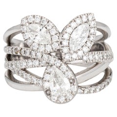 1.10ct Diamond Ring Mixed Cuts Sz 7 Wide Band Contemporary Estate Jewelry