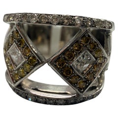 1.10ct diamond ring wide top diamond ring 18KT canary diamond ring