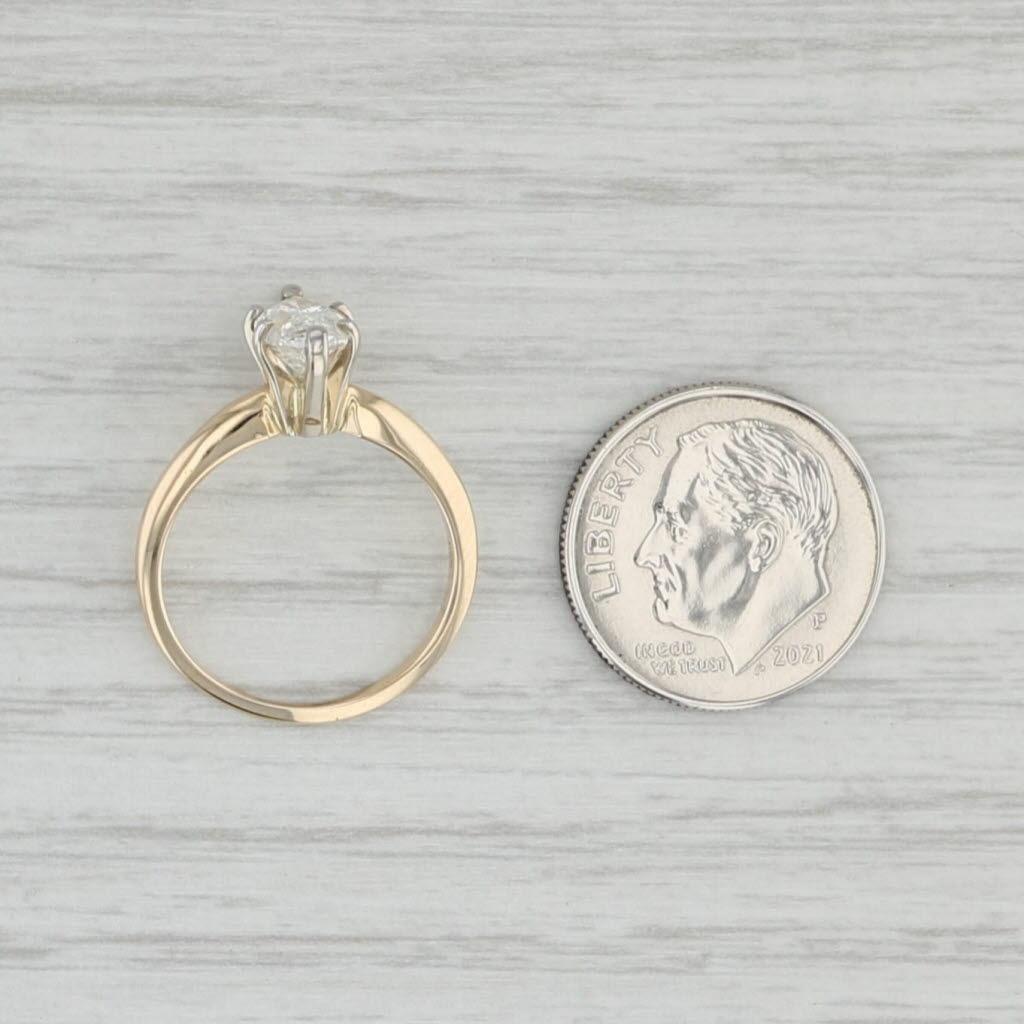 1.10ct Diamond Solitaire Ring 14k Yellow Gold Marquise Size 4.75 Engagement For Sale 2