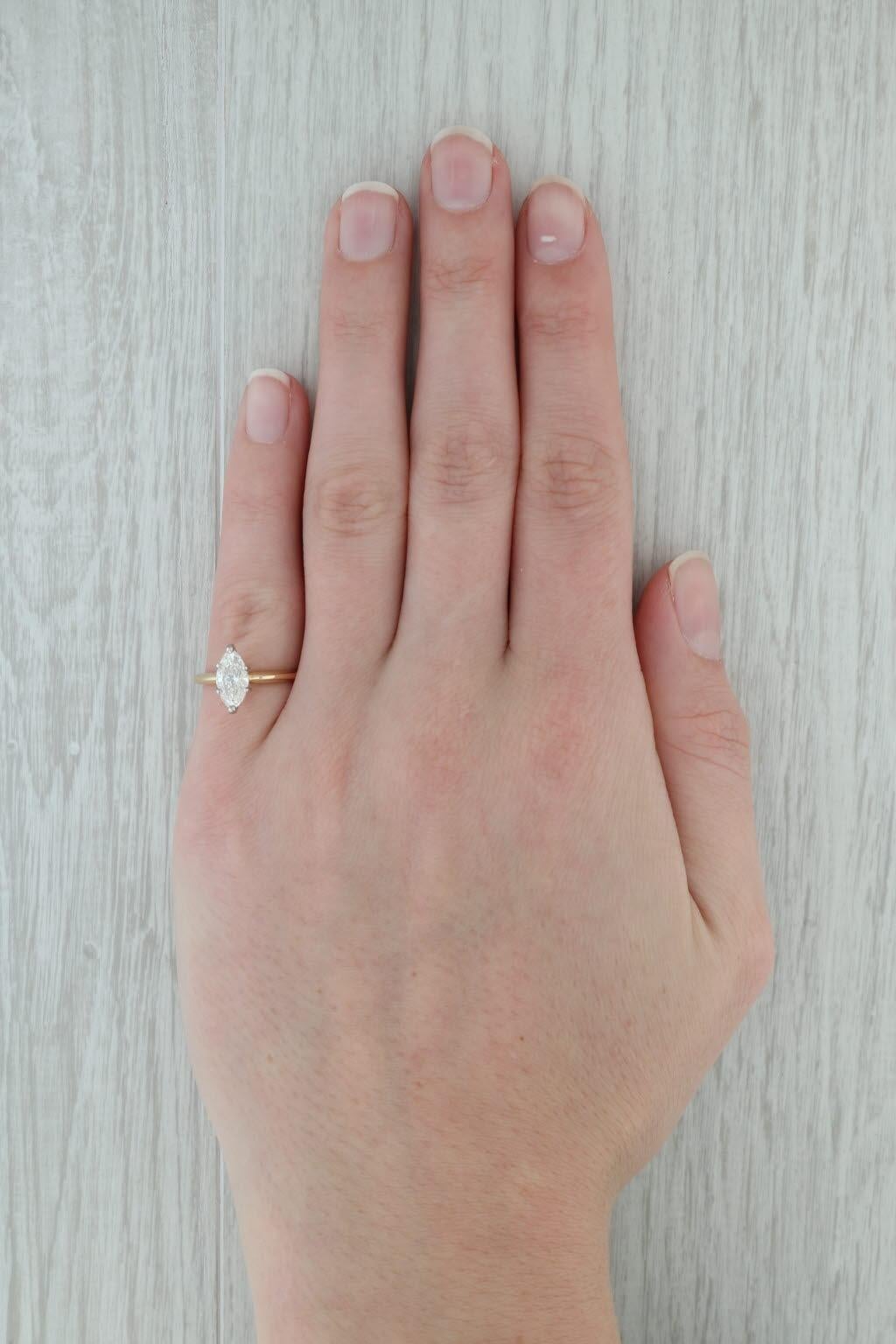 1.10ct Diamond Solitaire Ring 14k Yellow Gold Marquise Size 4.75 Engagement For Sale 3