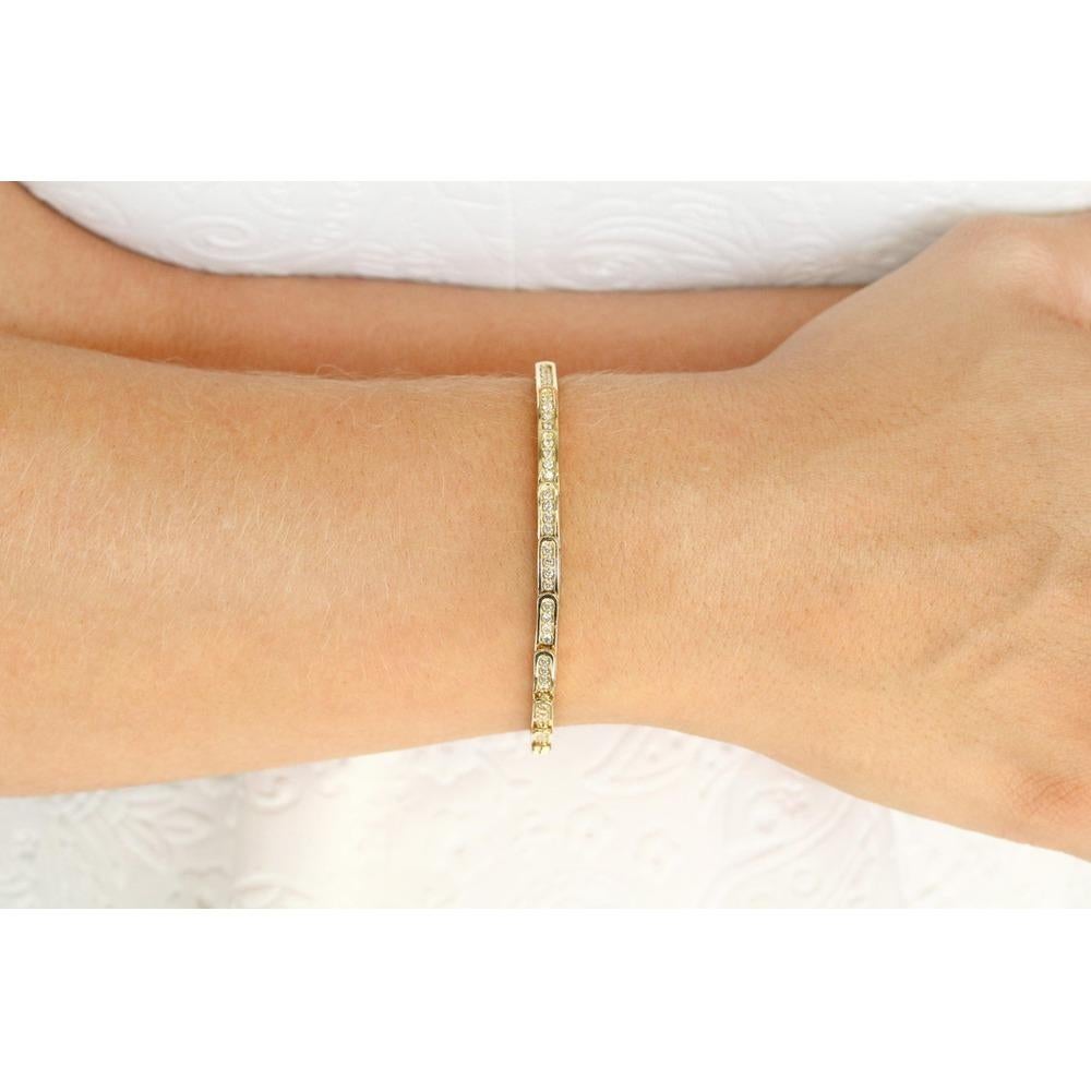 Moderno Bracciale tennis con diamanti da 1,10 carati - A Link in oro giallo 14k - Anniversario perfetto in vendita