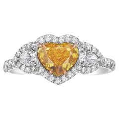 1.10ct Fancy Vivid Orange-Yellow Diamond Heart VS GIA Ring