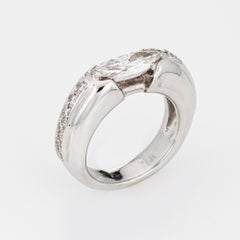 1.10ct Marquise Diamond Band East West Setting Sz 5.5 Ring 18k White Gold