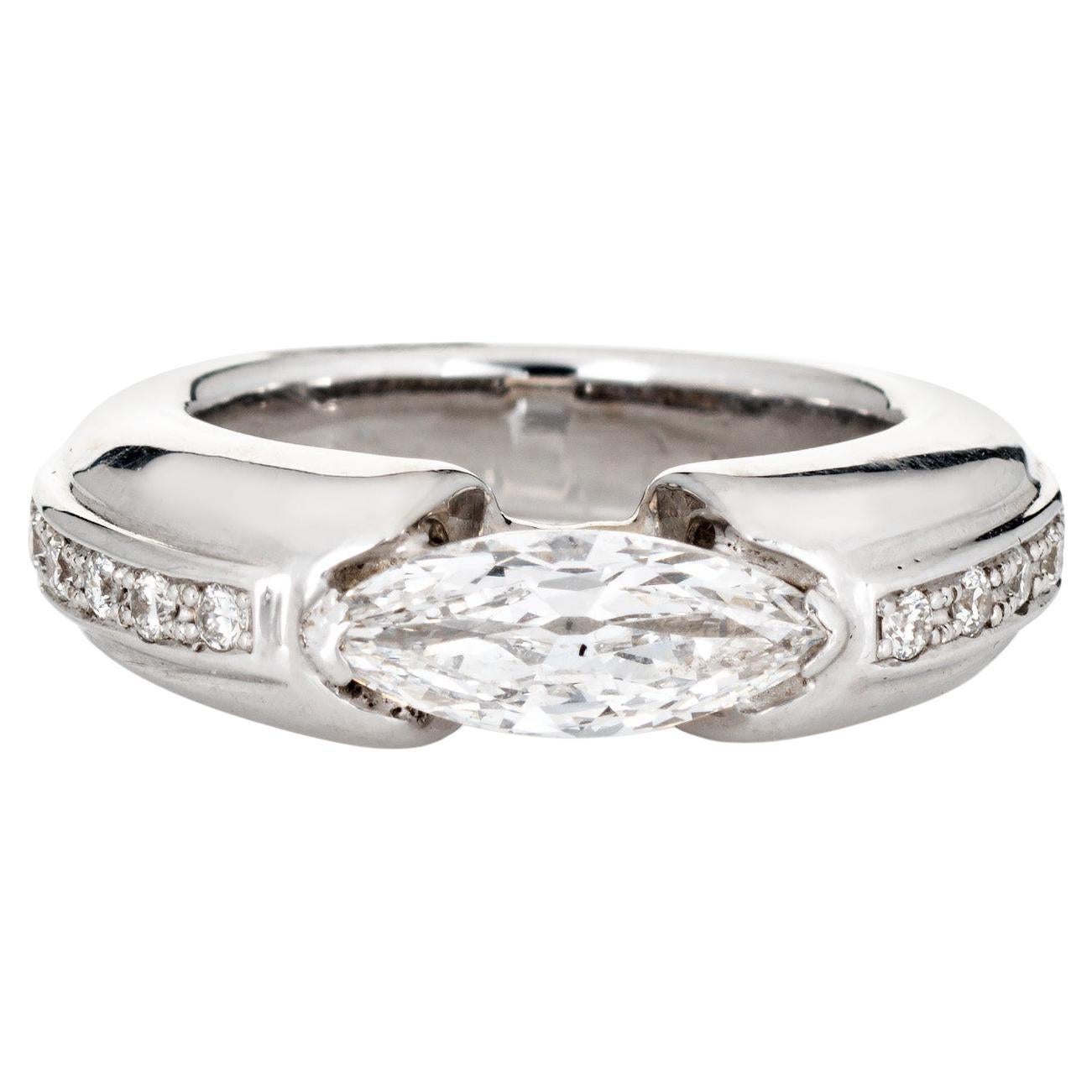 1.10ct Marquise Diamond Band East West Setting Sz 5.5 Ring 18k White Gold