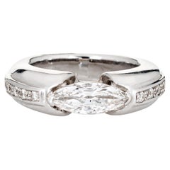 1.10ct Marquise Diamond Band East West Setting Sz 5.5 Ring 18k White Gold