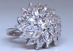 Bague en forme de dôme circulaire avec un ensemble de diamants naturels de 1,10 ct, en or 14 carats, référence 12427*