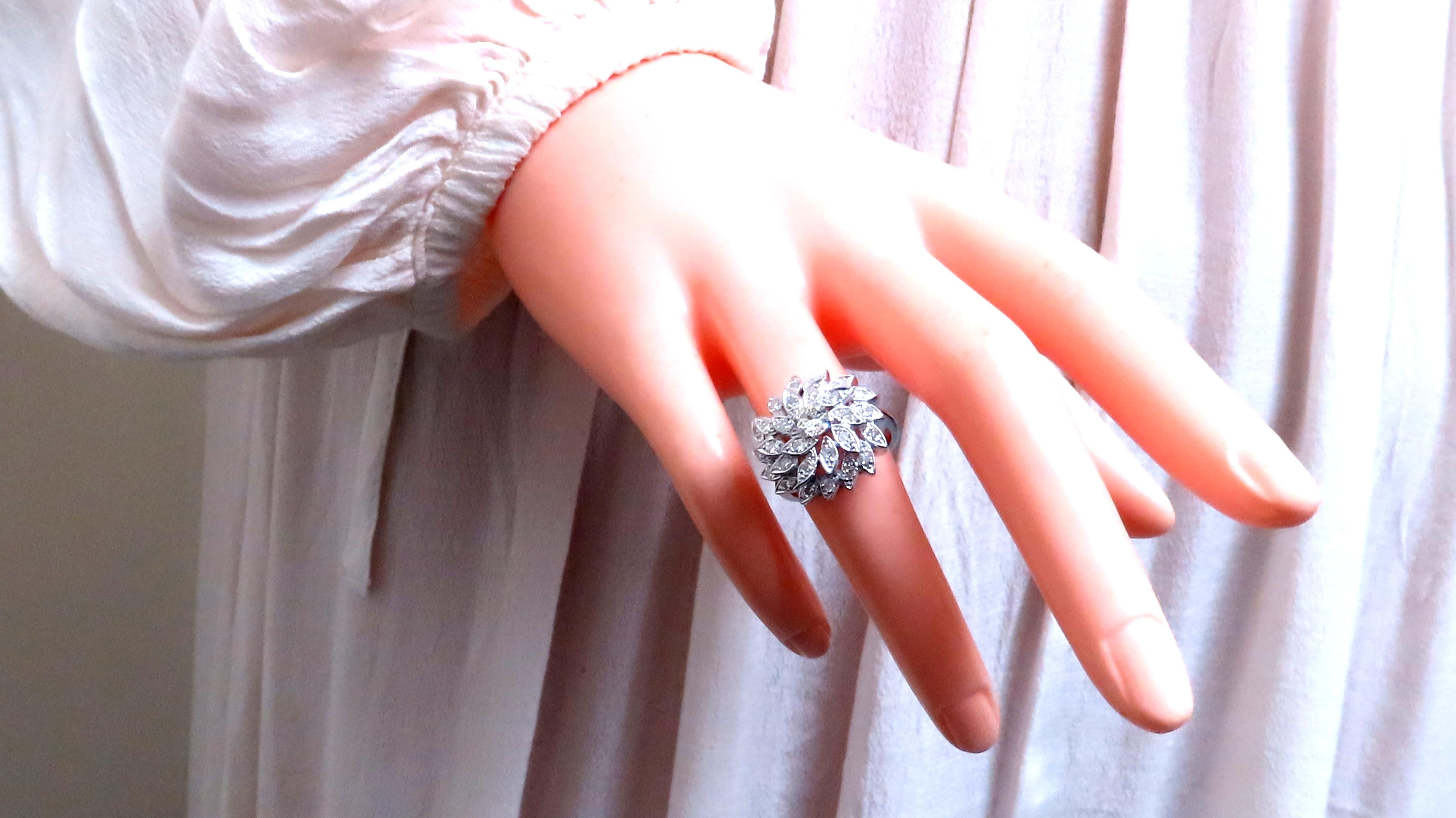 1,10ct natürliche Diamanten Cluster kreisförmige Dome Ring 14kt 12427 Damen im Angebot