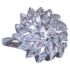 Bague en forme de dôme circulaire avec un ensemble de diamants naturels de 1,10 ct, en or 14 carats, référence 12427*