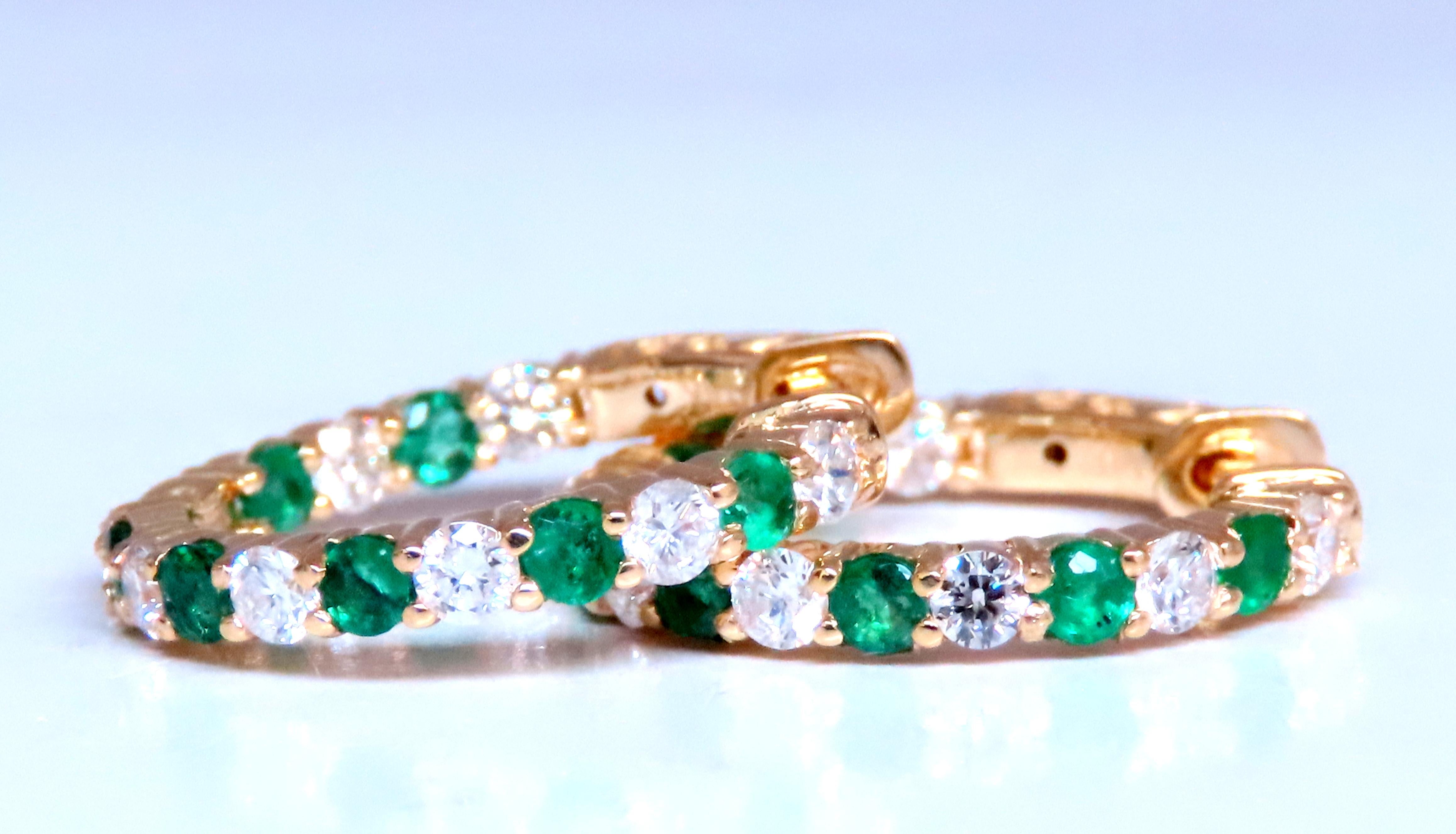 1,10 ct Pendientes de aro de diamante esmeralda natural 14kt 12494 Corte redondo en venta