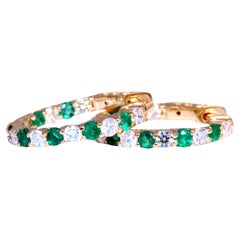 1,10 Karat natürlicher Smaragd-Diamant-Creolen-Ohrringe 14kt 12494
