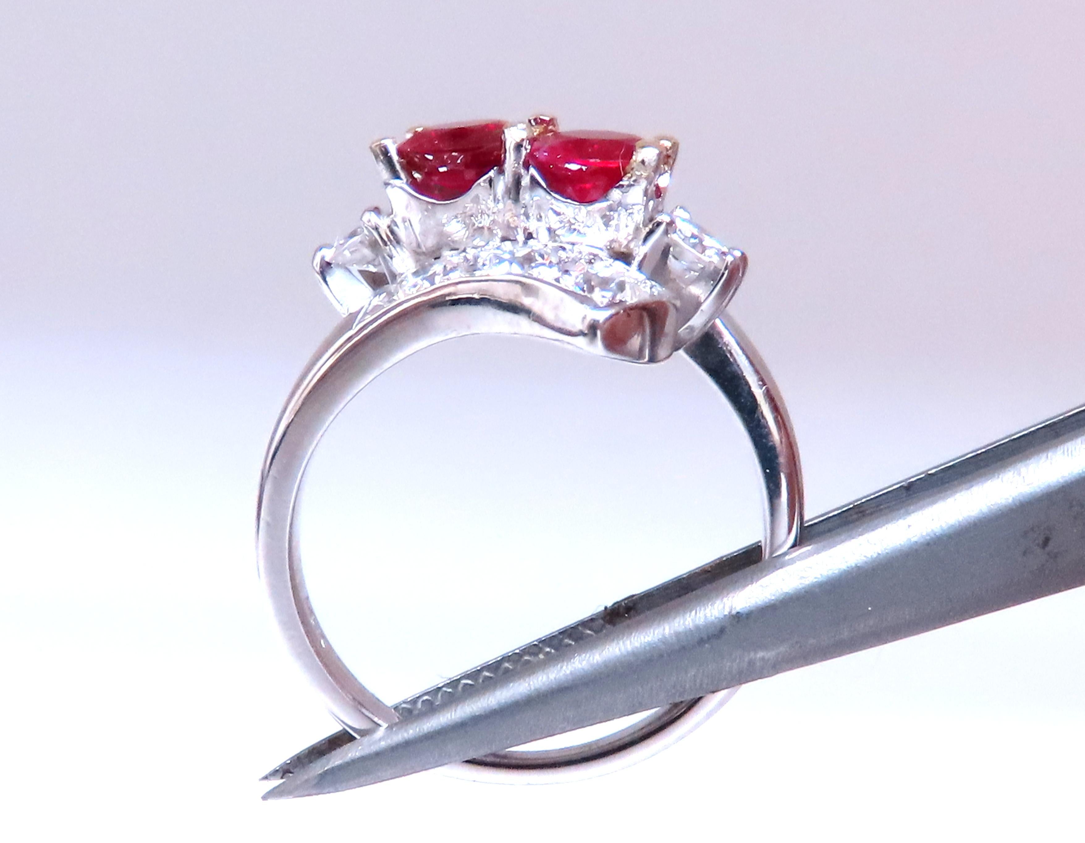 1.10ct Rubí Natural Diamantes Anillo Deco Cruzado Oro 14kt 12439 Neoclásico en venta
