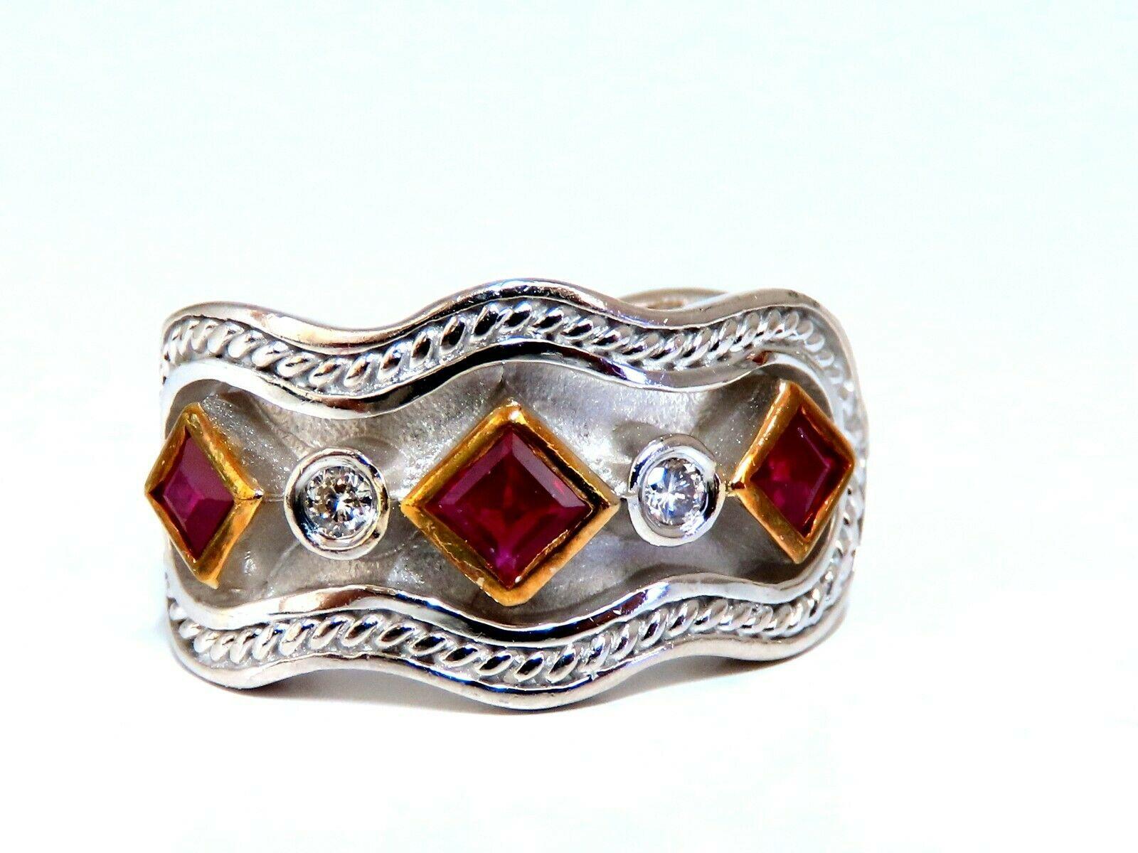 1.10ct. Natural Ruby Diamonds Designer Clip Earrings 14kt IJM For Sale 1