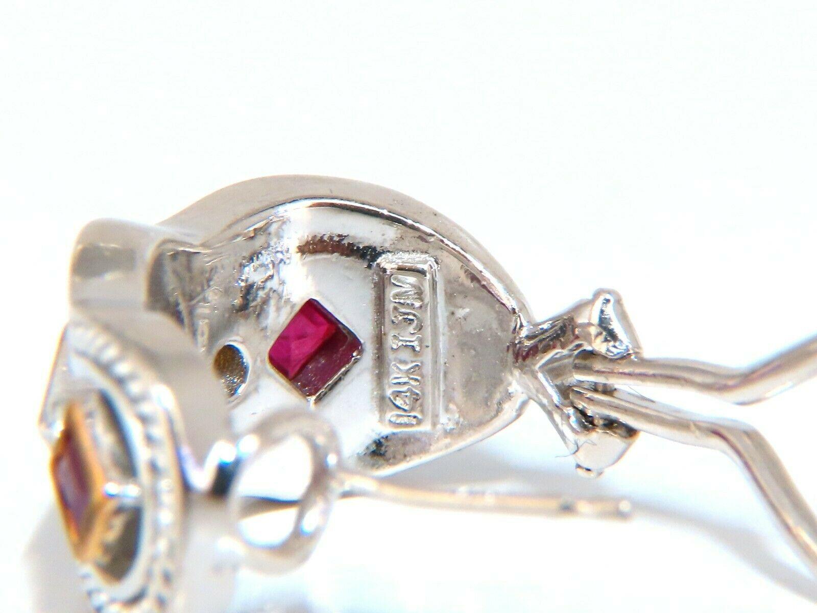 1.10ct. Natural Ruby Diamonds Designer Clip Earrings 14kt IJM For Sale 2