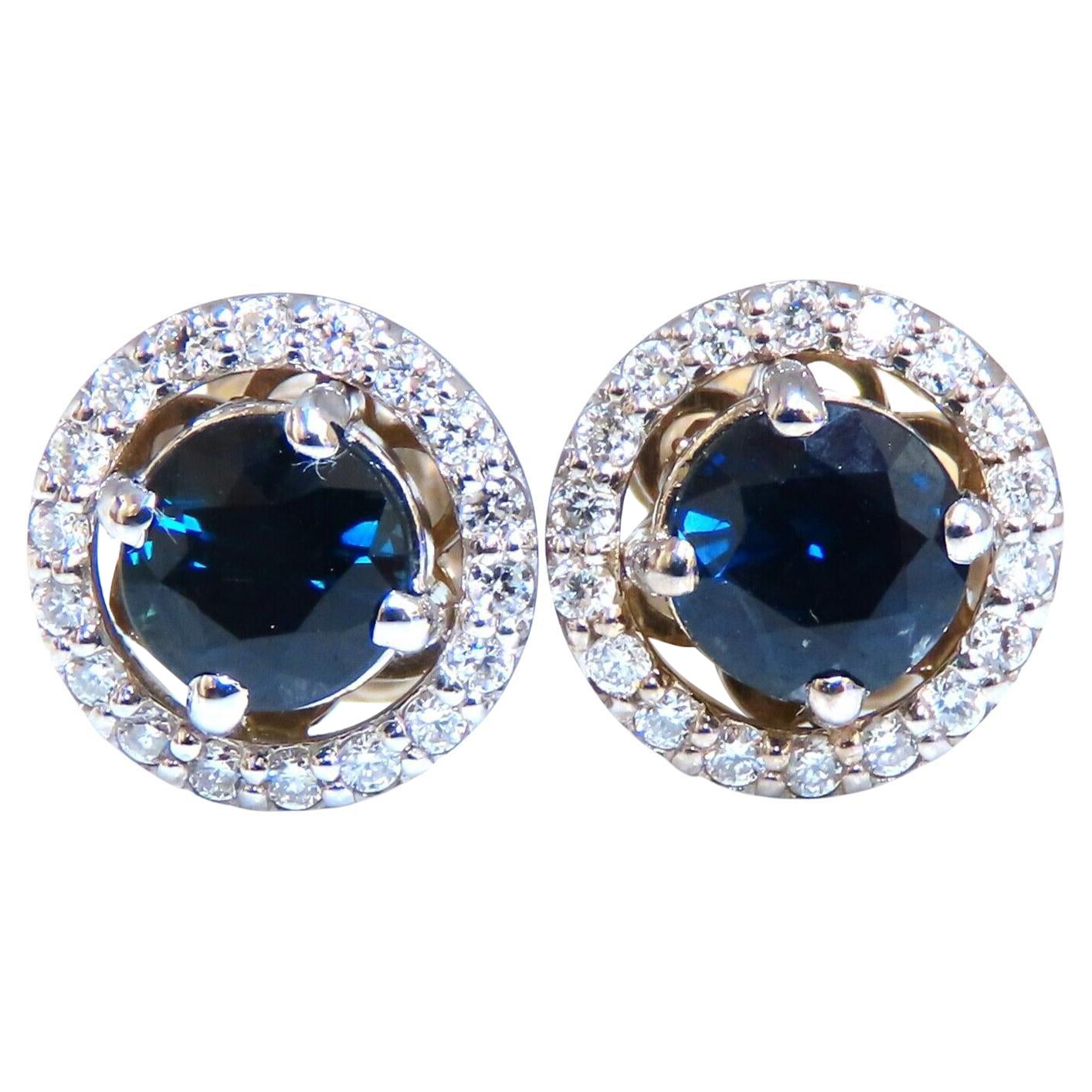 Boucles d'oreilles en grappe avec saphirs naturels de 1,10 ct, en or 14 carats* en vente