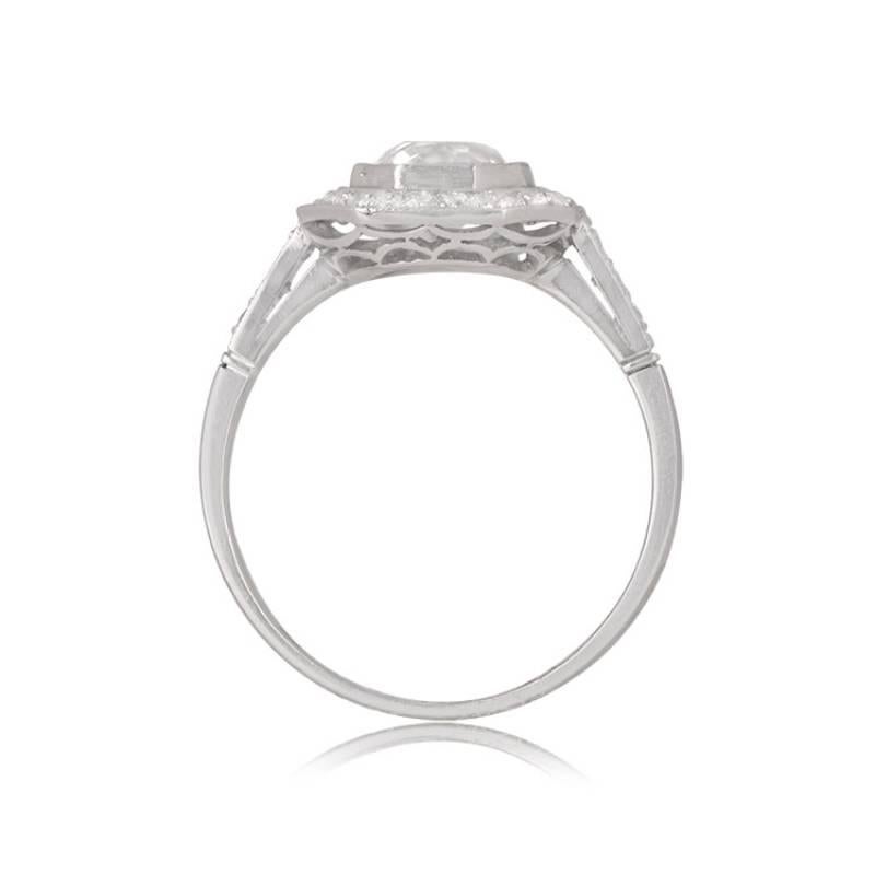 Women's 1.10ct Old European Cut Diamond Engagement Ring, VS1 Clarity, Platinum For Sale