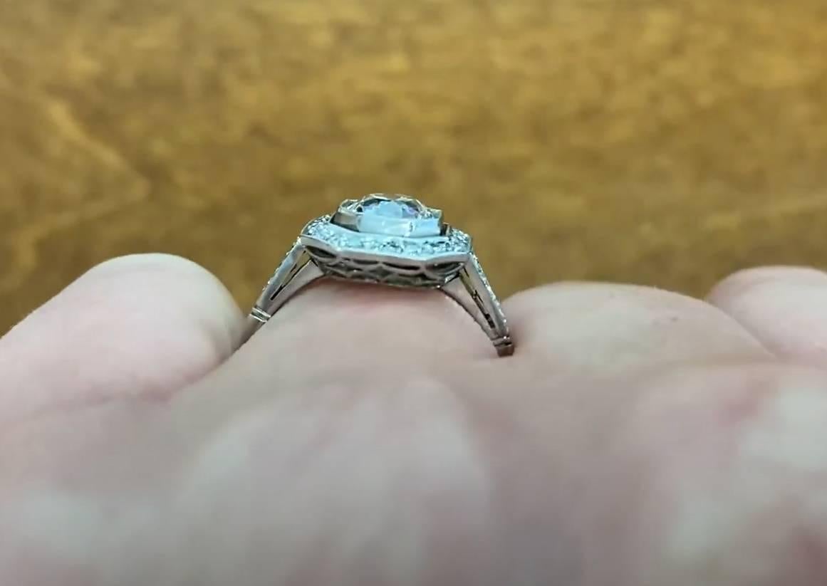 1.10ct Old European Cut Diamond Engagement Ring, VS1 Clarity, Platinum For Sale 1
