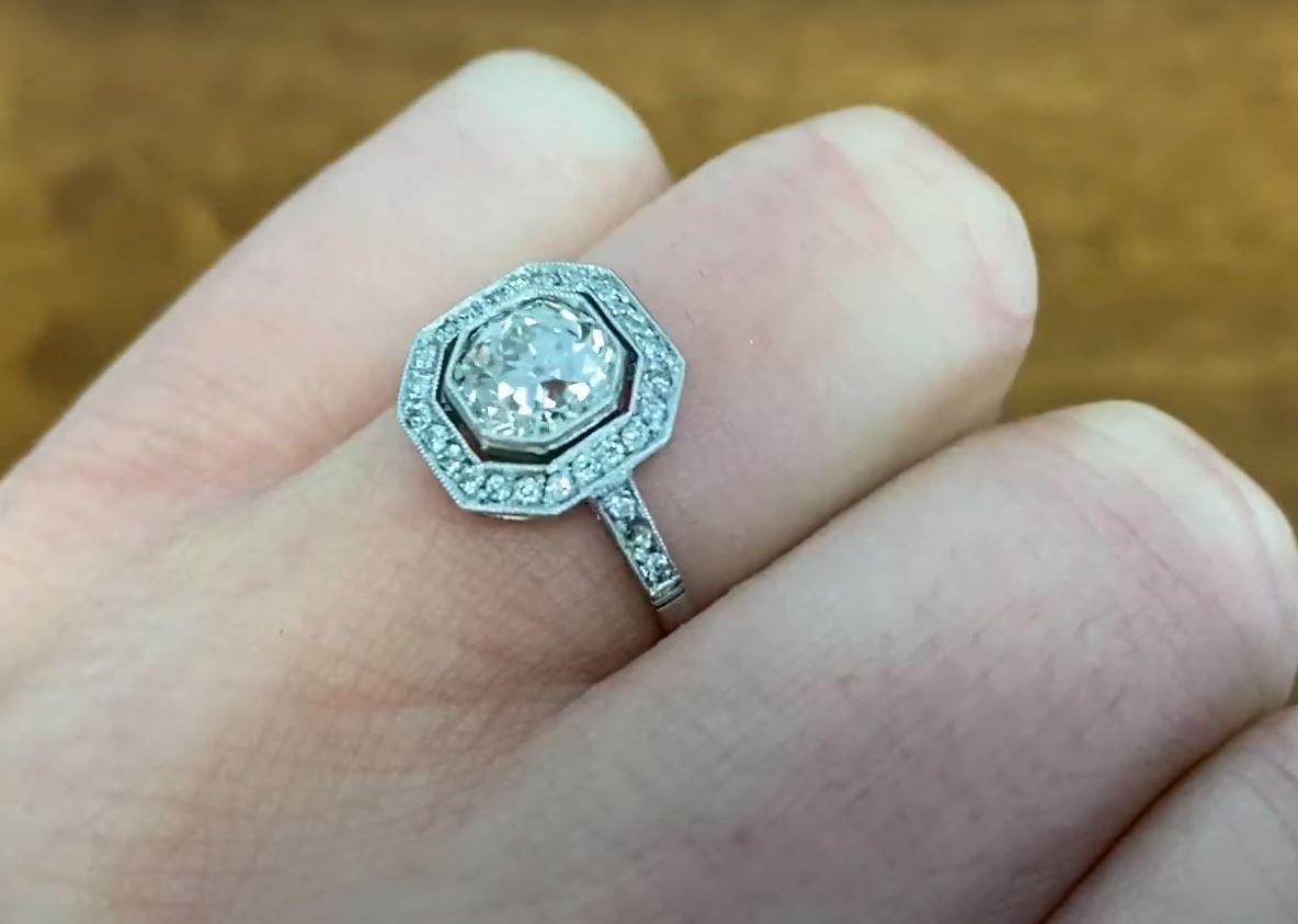 1.10ct Old European Cut Diamond Engagement Ring, VS1 Clarity, Platinum For Sale 4