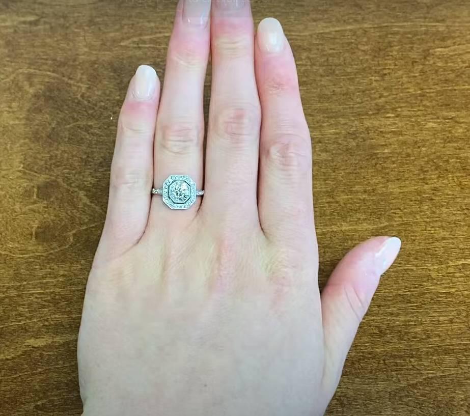 1.10ct Old European Cut Diamond Engagement Ring, VS1 Clarity, Platinum For Sale 5