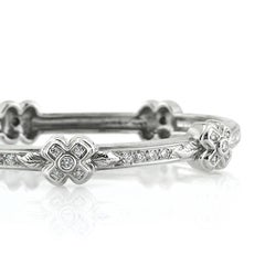 1.10ct Round Brilliant Cut Diamond Cross Bangle Bracelet in 18K White Gold