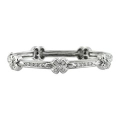 1.10ct Round Brilliant Cut Diamond Cross Bangle Bracelet in 18K White Gold