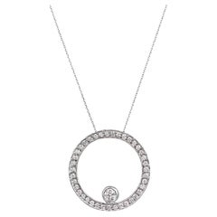 Collier avec pendentif en diamant de 1,10ct à taille ronde et brillante, couleur H-I, or blanc 14K