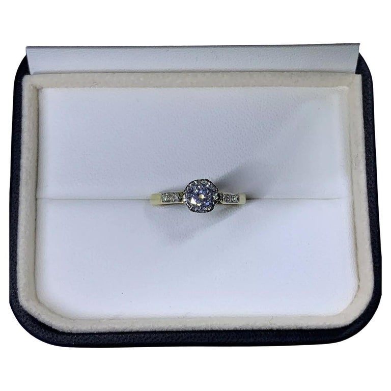 Bague De Fiançailles Ancienne En Or Jaune 18k Avec Diamant - Taille I 1/2 - Occasion