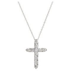 1.10Ct atemberaubende 14K Solid White Gold Diamant Kreuz Anhänger Halskette