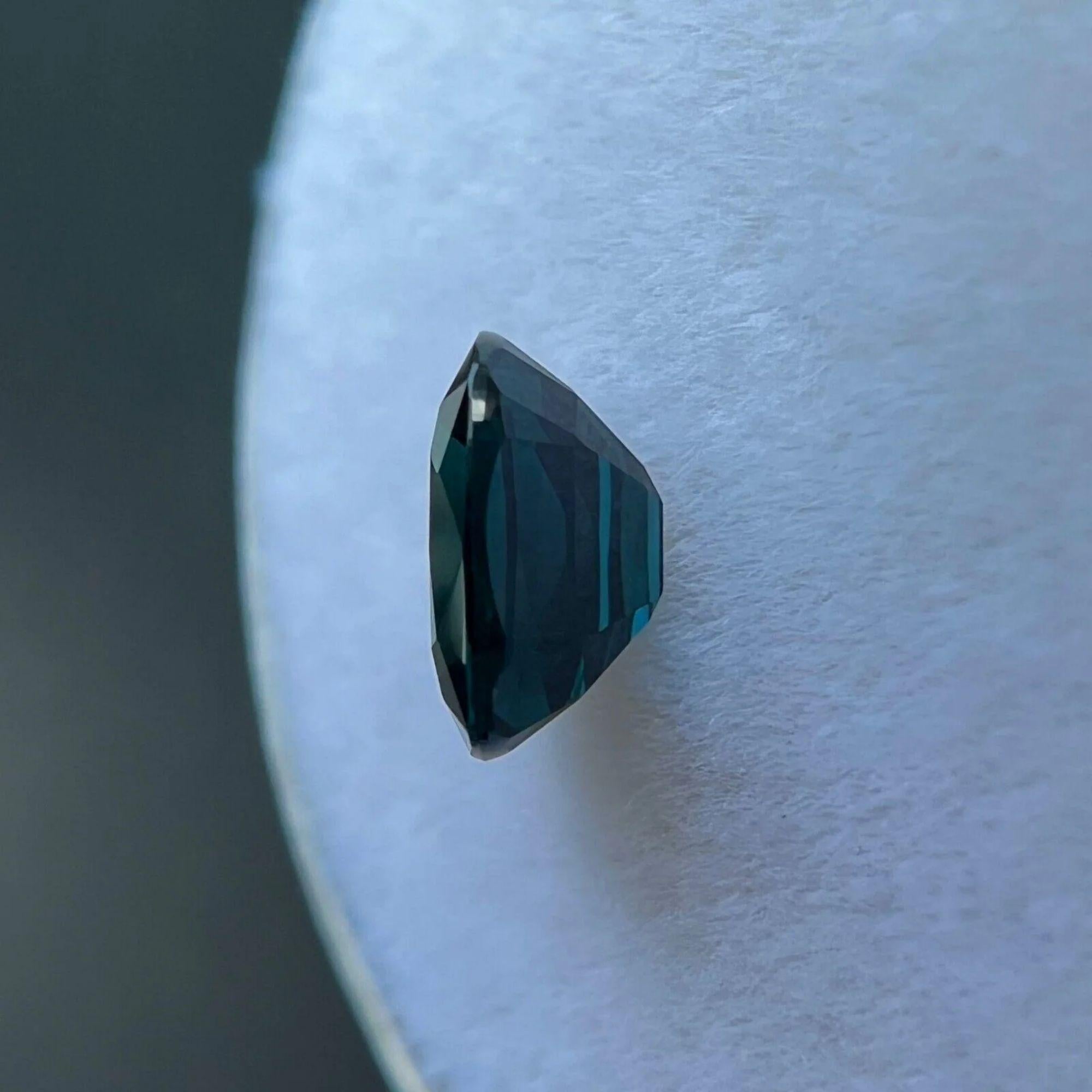 1.10 Carat Teal Blue Sapphire Untreated GRA Certified Cushion Cut No Heat For Sale 3